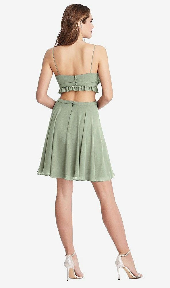 Back View - Sage Ruffled Chiffon Cutout Mini Dress - Joey