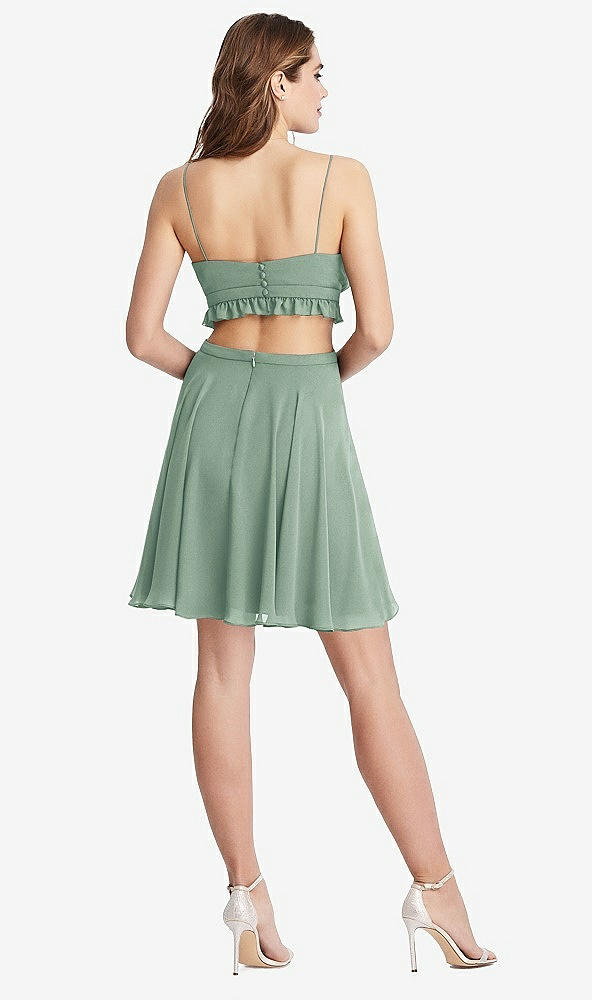 Back View - Seagrass Ruffled Chiffon Cutout Mini Dress - Joey