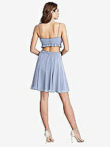 Rear View Thumbnail - Sky Blue Ruffled Chiffon Cutout Mini Dress - Joey