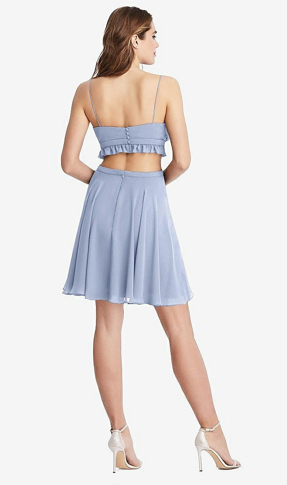 Back View - Sky Blue Ruffled Chiffon Cutout Mini Dress - Joey
