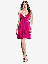 Front View Thumbnail - Think Pink Ruffled Chiffon Cutout Mini Dress - Joey