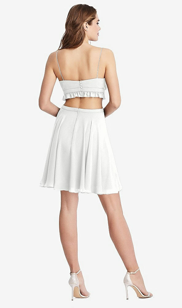 Back View - White Ruffled Chiffon Cutout Mini Dress - Joey