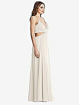 Side View Thumbnail - Ivory Ruffled Chiffon Cutout Maxi Dress - Jessie