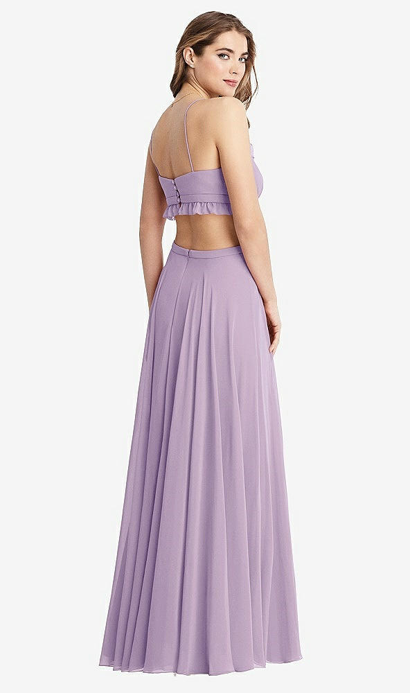 Back View - Pale Purple Ruffled Chiffon Cutout Maxi Dress - Jessie