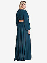 Alt View 2 Thumbnail - Atlantic Blue Bishop Sleeve Ruffled Chiffon Cutout Maxi Dress - Harlow
