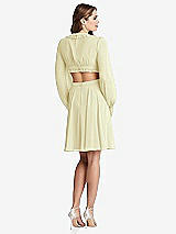 Rear View Thumbnail - Butter Yellow Bishop Sleeve Ruffled Chiffon Cutout Mini Dress - Hannah