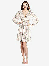 Alt View 1 Thumbnail - Blush Garden Bishop Sleeve Ruffled Chiffon Cutout Mini Dress - Hannah