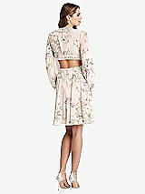 Rear View Thumbnail - Blush Garden Bishop Sleeve Ruffled Chiffon Cutout Mini Dress - Hannah