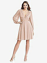 Front View Thumbnail - Cameo Bishop Sleeve Ruffled Chiffon Cutout Mini Dress - Hannah