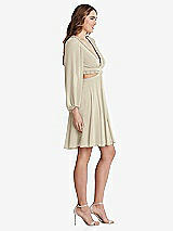 Side View Thumbnail - Champagne Bishop Sleeve Ruffled Chiffon Cutout Mini Dress - Hannah