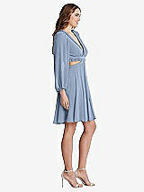 Side View Thumbnail - Cloudy Bishop Sleeve Ruffled Chiffon Cutout Mini Dress - Hannah