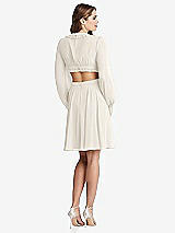 Rear View Thumbnail - Ivory Bishop Sleeve Ruffled Chiffon Cutout Mini Dress - Hannah
