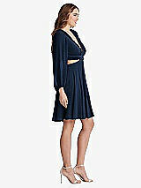 Side View Thumbnail - Midnight Navy Bishop Sleeve Ruffled Chiffon Cutout Mini Dress - Hannah