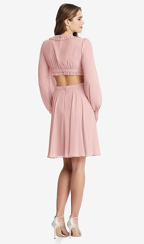 Back View - Rose Bishop Sleeve Ruffled Chiffon Cutout Mini Dress - Hannah