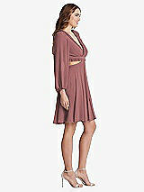 Side View Thumbnail - Rosewood Bishop Sleeve Ruffled Chiffon Cutout Mini Dress - Hannah