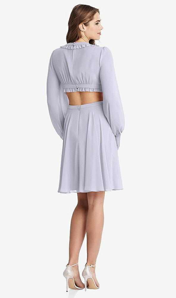 Back View - Silver Dove Bishop Sleeve Ruffled Chiffon Cutout Mini Dress - Hannah
