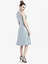 Rear View Thumbnail - Mist Sleeveless V-Neck Satin Midi Dress with Pockets