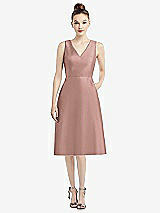 Front View Thumbnail - Neu Nude Sleeveless V-Neck Satin Midi Dress with Pockets