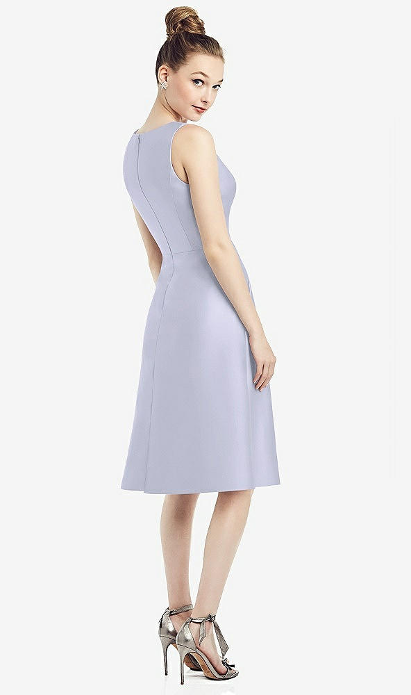 Back View - Silver Dove Sleeveless V-Neck Satin Midi Dress with Pockets