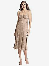 Front View Thumbnail - Topaz Lace Bustier Midi Dress with Spaghetti Straps
