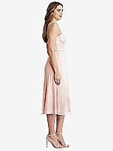 Side View Thumbnail - Blush Lace Bustier Midi Dress with Spaghetti Straps