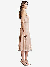 Side View Thumbnail - Cameo Lace Bustier Midi Dress with Spaghetti Straps