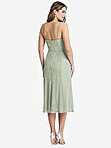 Rear View Thumbnail - Celadon Lace Bustier Midi Dress with Spaghetti Straps
