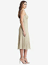 Side View Thumbnail - Champagne Lace Bustier Midi Dress with Spaghetti Straps