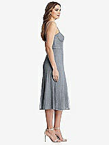 Side View Thumbnail - Platinum Lace Bustier Midi Dress with Spaghetti Straps