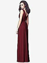 Rear View Thumbnail - Cabernet Draped V-Neck Shirred Chiffon Maxi Dress