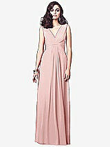 Front View Thumbnail - Rose Draped V-Neck Shirred Chiffon Maxi Dress