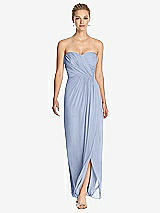 Front View Thumbnail - Sky Blue Strapless Draped Chiffon Maxi Dress - Lila