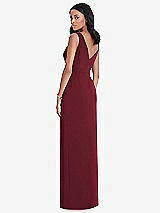 Rear View Thumbnail - Cabernet Draped Wrap Maxi Dress with Front Slit - Sena