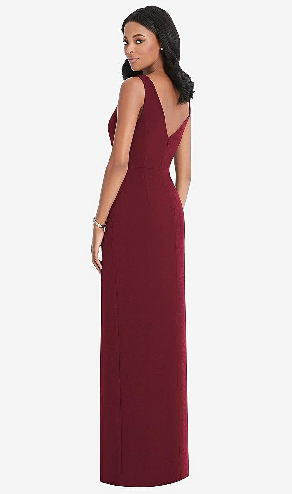 Back View - Cabernet Draped Wrap Maxi Dress with Front Slit - Sena