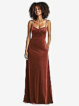Front View Thumbnail - Auburn Moon Bustier Velvet Maxi Dress with Pockets