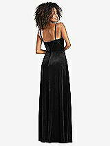 Rear View Thumbnail - Black Bustier Velvet Maxi Dress with Pockets