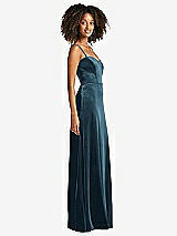 Side View Thumbnail - Dutch Blue Bustier Velvet Maxi Dress with Pockets