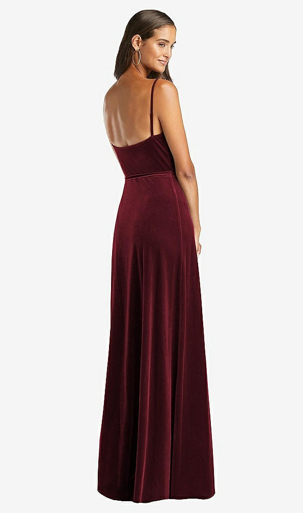 Back View - Cabernet Velvet Wrap Maxi Dress with Pockets