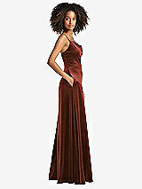 Side View Thumbnail - Auburn Moon Cowl-Neck Velvet Maxi Dress with Pockets