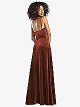 Rear View Thumbnail - Auburn Moon Cowl-Neck Velvet Maxi Dress with Pockets