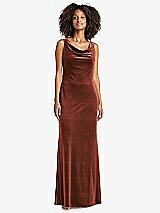 Front View Thumbnail - Auburn Moon Cowl-Neck Velvet Maxi Tank Dress - Priya