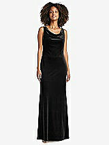 Front View Thumbnail - Black Cowl-Neck Velvet Maxi Tank Dress - Priya
