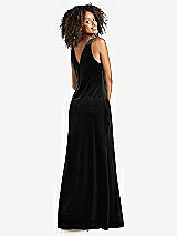 Rear View Thumbnail - Black Cowl-Neck Velvet Maxi Tank Dress - Priya