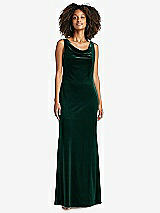 Front View Thumbnail - Evergreen Cowl-Neck Velvet Maxi Tank Dress - Priya