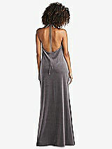 Rear View Thumbnail - Caviar Gray Cowl-Neck Convertible Velvet Maxi Slip Dress - Sloan