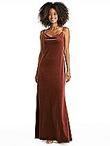 Alt View 1 Thumbnail - Auburn Moon Cowl-Neck Convertible Velvet Maxi Slip Dress - Sloan