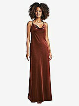 Front View Thumbnail - Auburn Moon Cowl-Neck Convertible Velvet Maxi Slip Dress - Sloan