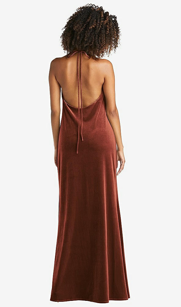 Back View - Auburn Moon Cowl-Neck Convertible Velvet Maxi Slip Dress - Sloan