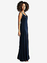 Side View Thumbnail - Midnight Navy Cowl-Neck Convertible Velvet Maxi Slip Dress - Sloan