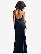 Rear View Thumbnail - Midnight Navy Cowl-Neck Convertible Velvet Maxi Slip Dress - Sloan